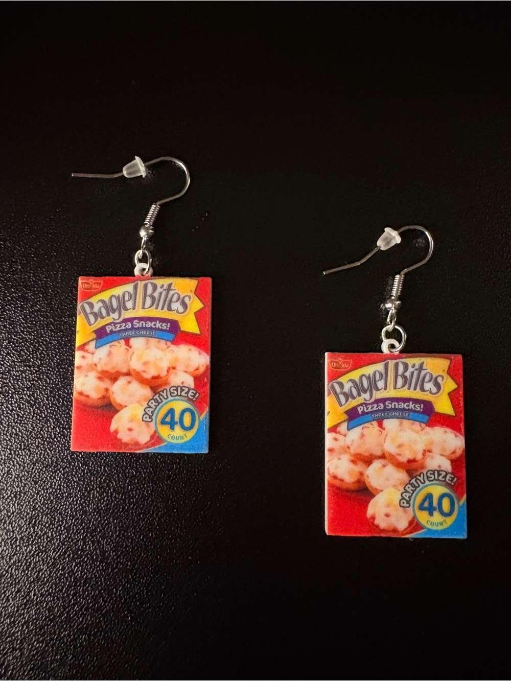 Bagel Bites 🍕 Printed Drop Earrings - Make a delicious statement 🤪  🤤 - Picture 8 of 8